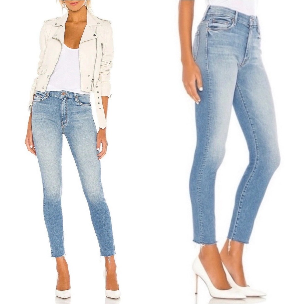 Mother Denim High‎ Waisted Looker Ankle Fray Jeans in Shoot to Thrill Size 26